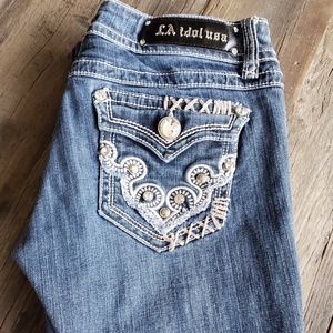 L.A. IDOL USA EMBELLISHED JEANS, SIZE W:29 L:34